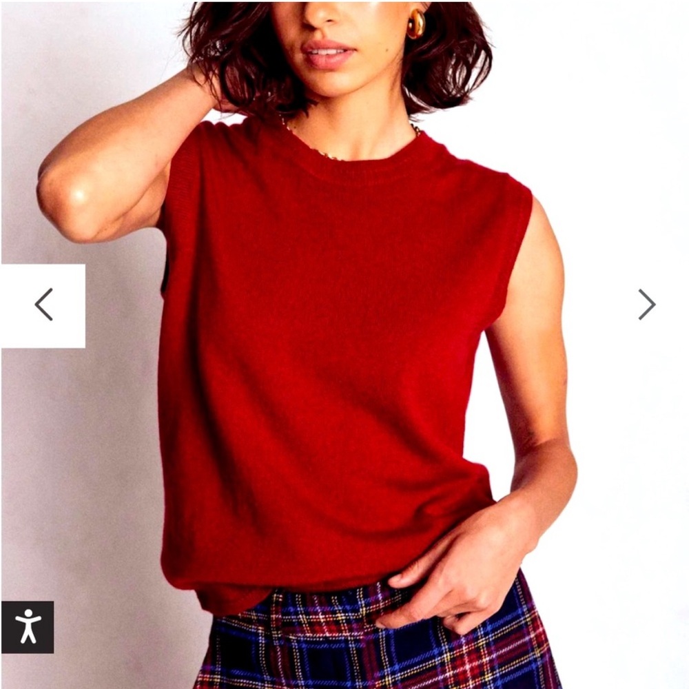 Boden Eva Cashmere Sweater Vest Bright Red Cherry Colorful Bold Statement Luxury